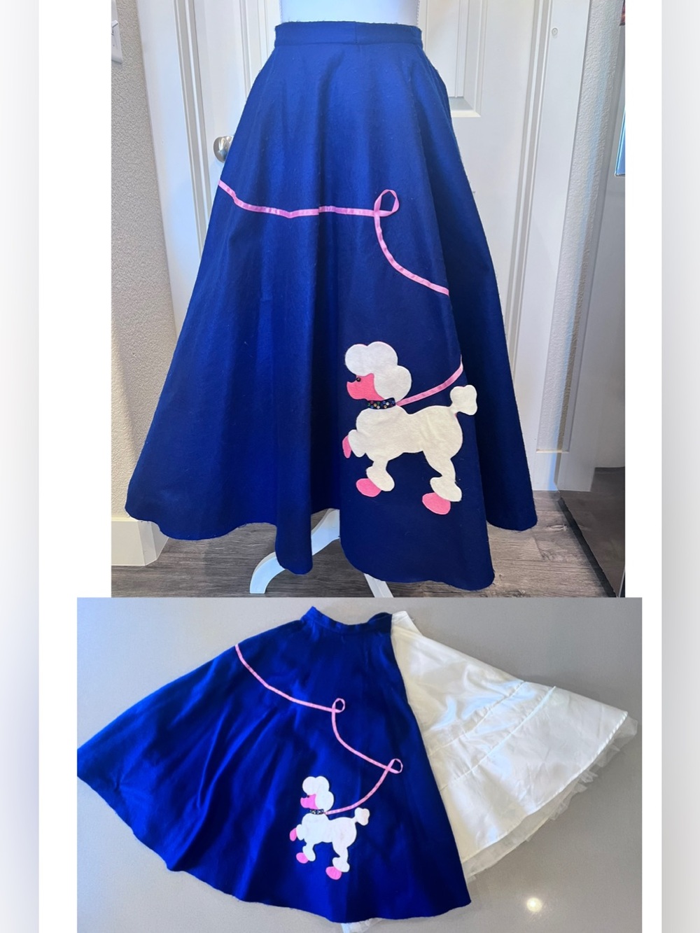 Handmade Retro Felt Poodle Skirt Back Zipper with Petticoat / Crinoline